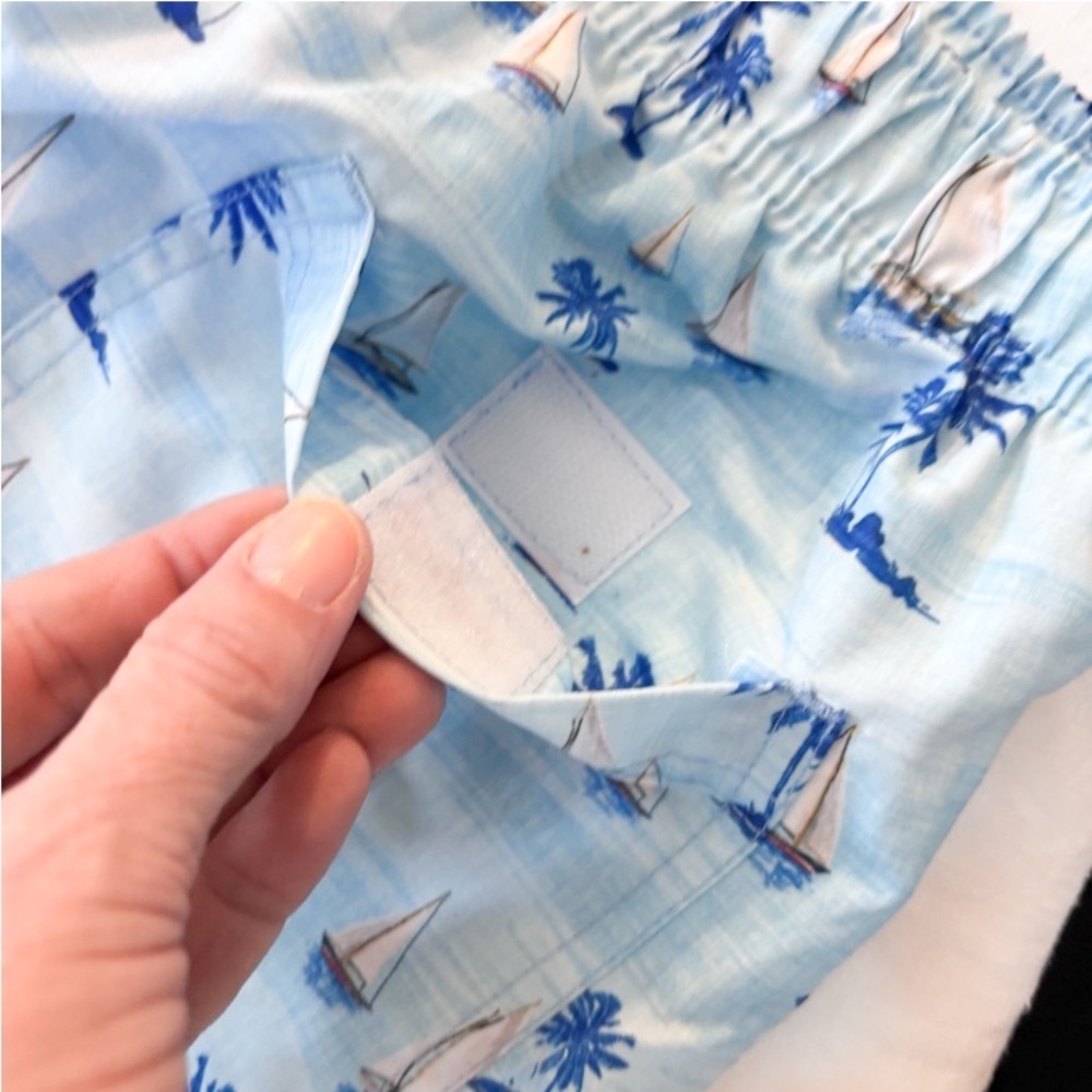 NWOT - Blue Palm Tree and Sailboat Men’s Swim Trunks - Picture 5 of 5